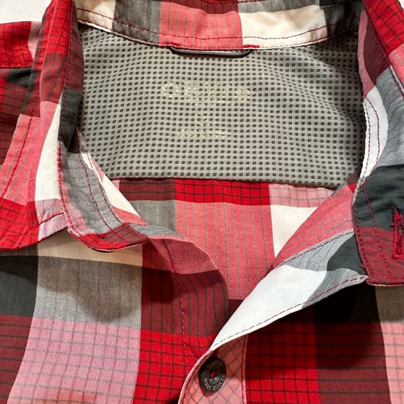 Orvis Plaid Shirt Mens Large Red Gray‎ Plaid Short Sleeve Button Down Outdoor - Picture 2 of 8